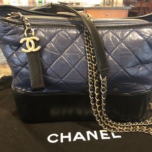 1000% AUTH! RARE🦄 Chanel Gabrielle Baby Blue Grey 💙🤍 Hobo Shoulder Bag!